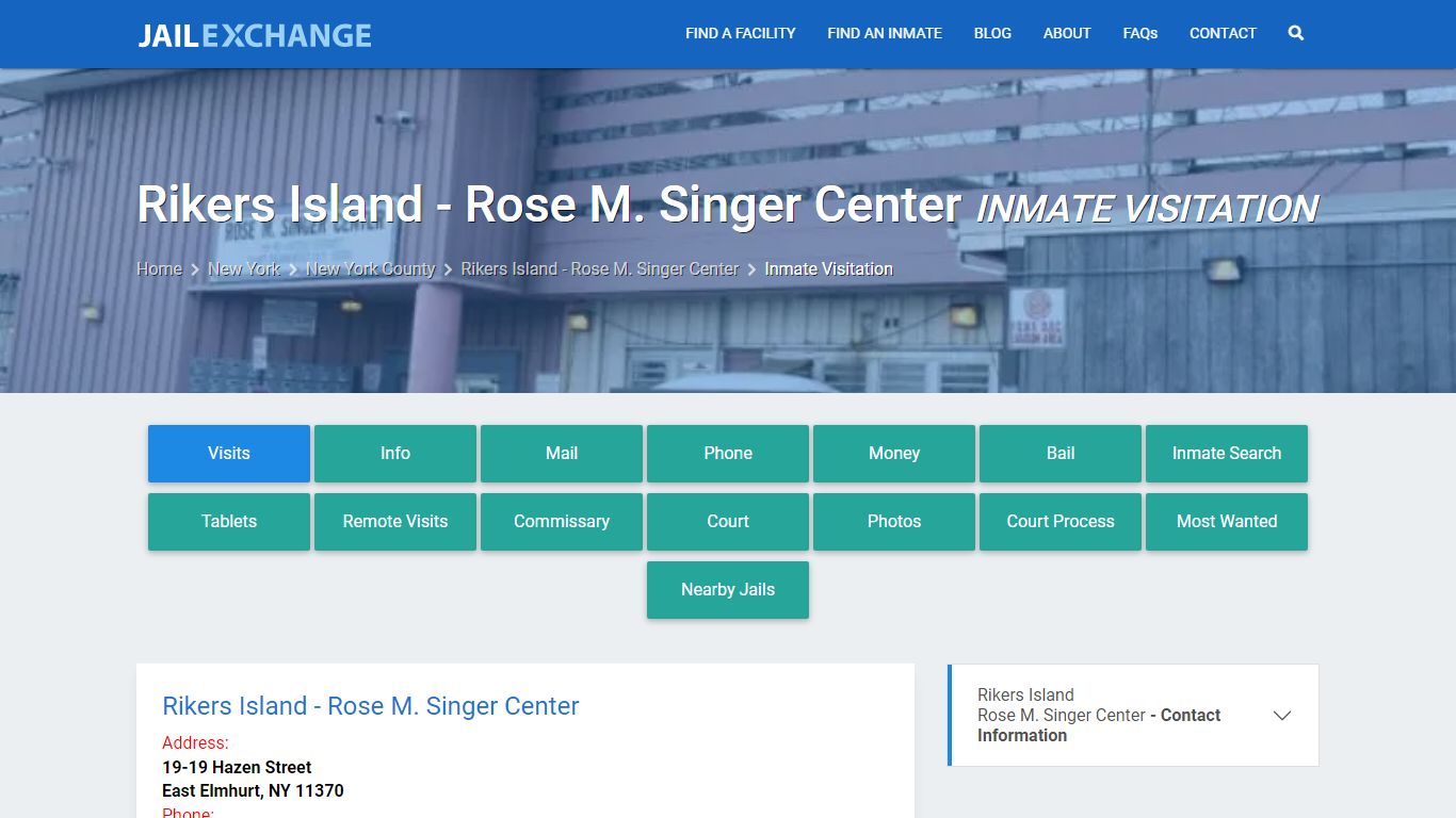 Rikers Island - Rose M. Singer Center Inmate Visitation - Jail Exchange